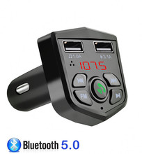 Автомобильный комплект громкой связи с Bluetooth 5,0, FM-трансмиттер А, зарядное устройство с двумя USB-портами, ЖК-дисплей, цифровой вольтметр, TF-кар... 2024 - купить недорого