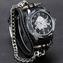 New Arrival Cool Punk Bracelet Quartz Watch Wristwatch Skull Bullet Chain Gothic Style Analog Leather Strap Men Women Xmas Gift 2024 - buy cheap