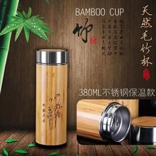 1PC New Natural Bamboo Thermos Cup Stainless Steel Bottle Vacuum Flasks Thermoses cup garrafa my bottle thermo gifts  KK 3052 2024 - buy cheap