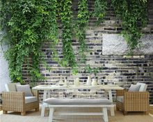 Beibehang-papel tapiz personalizado para pared, hojas verdes, flor, vid, pared de ladrillo, TV, fondo, sala de estar, dormitorio, papel tapiz 3d 2024 - compra barato