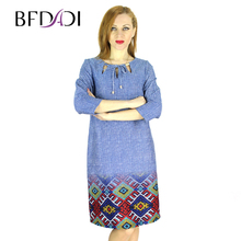 BFDADI 2017 Spring Fashion Style Women Slim Dress Openwork collar Plaid Print Casual Dresses Vestidos Plus Size 7-8342 2024 - buy cheap