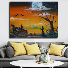 Papel tapiz HD para pared de Halloween, póster de lona y lienzo impreso, cuadro de pintura decorativa al óleo para sala de estar y decoración del hogar, otoño 2024 - compra barato