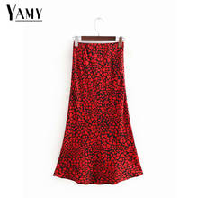 Boho midi skirt women elastic  high waist skirt red heart print punk korean streetwear 2024 - buy cheap