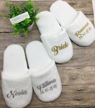 Bridesmaid Slippers, Personalised Wedding Slippers, Bride Slippers, Bridesmaid Gift,Bridal Party,Spa Slippers 2024 - buy cheap