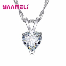 Romantic Heart Fashion 925 Sterling Silver Pendant Necklaces Jewelry Lovely Women High Quality Cubic Zircon Necklace 2024 - buy cheap