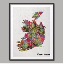 Rikivity-Póster de mapa de Ireland Original, imágenes impresas, mapa del mundo, Arte Pop sobre lienzo, pintura para decoración del hogar, regalos de pared 2024 - compra barato