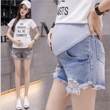 Summer Woman Denim Shorts Pregnant Short Pants Maternity Clothes Dropshipping 2019 Pregnancy Shorts Belly Shorts Holes 2024 - buy cheap