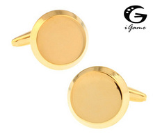 iGame Fashion Cufflinks Gold Color Round Engravable Design Copper Material Free Shipping 2024 - buy cheap