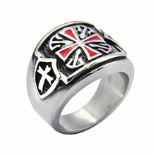 1pc Dropship Cool Red Color Cross Ring 316L Stainless Steel Fashion Biker Punk Men Jesus Cross Ring 2024 - buy cheap