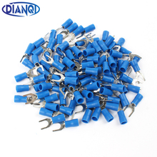 DIANQI SV2-5 Blue Furcate Insulated Wiring Terminals Cable Wire Connector 100PCS/Pack Insulating Cable Lug terminals 2024 - buy cheap