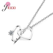 Elegante collar de joyería de boda para mujer, bisutería de Plata de Ley 925, accesorios de alta calidad, colgante de corazón de Anel redondo 2024 - compra barato