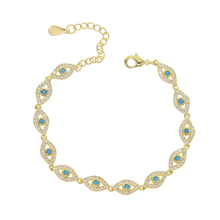 girl women fashion jewelry 15+4cm gold filled micro pave cz lovely turkish evil eye charm beads linked bracelet 2024 - buy cheap