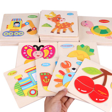 Wooden 3D Puzzles Jigsaw Baby Toys Children Cartoon Animal Traffic Puzzles Intelligence Children Early Educational Toys Kids 2024 - buy cheap
