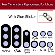 Новая задняя камера объектив для iphone 4 4s 5 5s se 6 7 8 x xr xsmax plus задняя камера стекло с 3M клей стикер запасные части 2024 - купить недорого
