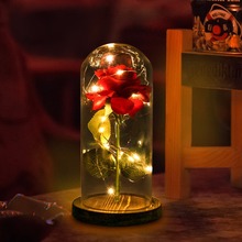 Nosii Led Light String Surround Beauty And The Beast Red Rose Petal Glass Dome Wood Base For Valentine Birthday Gift Table Decor 2024 - buy cheap