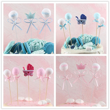 Enfeite de cupcake para carrinho de bebê com 3 peças, decoração de bolo infantil de aniversário, chá de bebê, rosa, azul 2024 - compre barato