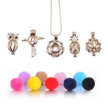 Diversified Felt Glow Balls Lava Stone Aromatherapy Rose Gold Necklaces Locket Perfume Essential Oil Diffuser Necklace 2024 - buy cheap