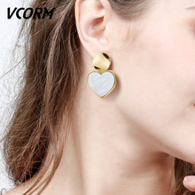 VCORM-pendientes coreanos de gota acrílica para mujer, aretes pequeños de Metal geométricos llamativos, joyería para mujer 2019 2024 - compra barato