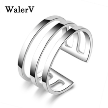 Anel de personalidade walerv, novo anel exclusivo para mulher, três simples, oco, joia estilosa de personalidade, presente 2024 - compre barato
