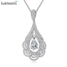 LUOTEEMI Luxurios Colgantes Micro Paved Shining Clear CZ Crystal Collares Mujer Pendant Necklace Women Jewelry Suspension Pinge 2024 - buy cheap