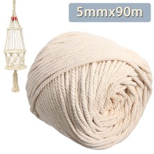 Durable Natural Beige White Macrame Cotton Twisted Cord 5mmx100m Rope DIY Home Textile Accessories Craft Macrame String 2024 - buy cheap