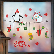 Счастливого Рождества счастливый пингвин Снеговик наклейки на стену украшение для гостиной аксессуары для окна магазин стеклянная Настенная Декорация 2024 - купить недорого