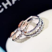 Zhuyang anel ajustável para mulher, cristal austríaco de estilo coreano, camada dupla, ouro rosa, cor de prata, joia da moda kcr240 2024 - compre barato