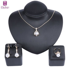 Wedding Party Simulated Pearl Jewelry Sets Pearl Necklace Pendant Earrings Ring Fine Trendy Party Gift Girl Women 2024 - buy cheap