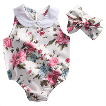 2019 Summer Newborn Kid Baby Girl Clothes Floral Printed Jumpsuit Romper + Lovely Headband Cute Outfits Hot Sale 2024 - buy cheap