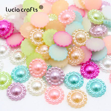 Lucia Crafts  50/100pcs  Flower  Imitation Pearls Flatback For Scrapbook Decor DIY Art   F0502 2024 - buy cheap