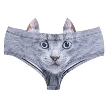 2017 New fashion 3D Printed British Kittty Cat Culotte Femme Sexy Underwear Women Calcinha Feminina With Ears 2024 - buy cheap