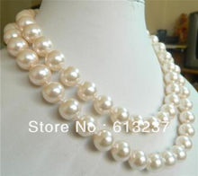 Collar de concha de perla de imitación blanca, abalorios redondos, cadenas de cuerda, joyería, 35 pulgadas, MY4526, 10mm, Envío Gratis 2024 - compra barato