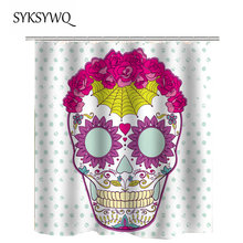 Skull Shower Curtain  Purple Flower Mexican Boho Curtains For Bathroom 2024 - buy cheap