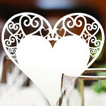 Wholesale 50pcs Wedding Table Decoration Place Cards Laser Cut Heart Floral Wine Glass Place Cards For Wedding Party Decoration 2024 - buy cheap