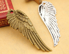 100pcs wings feather fashion charms pendant antique silver bronze Jewelry Making earrings bracelet necklace keychain DIY 50*17mm 2024 - buy cheap