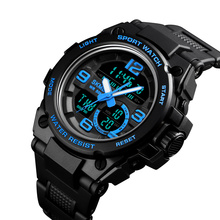 SKMEI новые модные часы для мужчин 5 бар водонепроницаемые мужские спортивные часы двойной дисплей цифровой PU ремешок кварцевые наручные часы reloj mujer 2024 - купить недорого