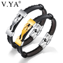 V.YA Punk Scorpion Leather Men Bracelets Fashion Stainless Steel Handmade Valentine's Day Jewelry Gift Man Bracelets 21CM Charm 2024 - buy cheap