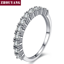 Luxury Silver Color Cubic Zirconia Half Circle Pave Finger Rings Fashion Wedding&Engagement Ring Jewelry For Women ZYR589 2024 - buy cheap