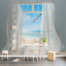 Photo Wallpaper 3D Stereo Window Seaside Landscape Mural Living Room TV Sofa Background Wall Painting Papel De Parede Home Decor 2024 - buy cheap