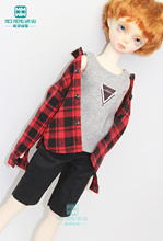 BJD accessories doll clothes for 1/4 BJD YOSD doll fashion plaid shirt, vest 2024 - buy cheap