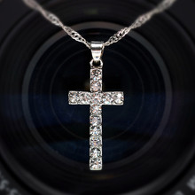 New Collier Crystal Silver Plated Cross Pendant Necklaces for Women Long Fashion Necklaces Sweater Accessories Jewelry Hot 2024 - buy cheap