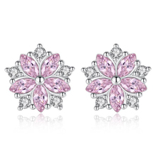 925 Sterling Silver Flower Pink CZ Stud Earrings For Women Girls Kids Piercing Jewelry Orecchini Aros Aretes KY033 2024 - buy cheap