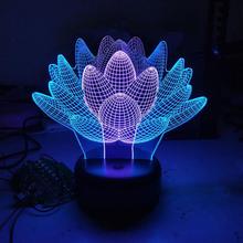 Lotus flower 3d Visual Night desk Light 7 Color Touch Charging 3d Table Lamps Christmas children's birthday gift wholesale 2024 - buy cheap