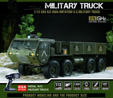 Trator de caminhão com controle remoto militar, tamanho grande, 2.4g, 150m, 1:12, 8wd, motorista militar, com função de som leve 2024 - compre barato