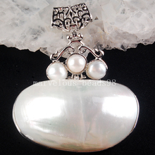 Free shipping  50x61x18mm Fashion Jewelry White Mother of pearl Shell Oval Pendant Bead MC3774 2024 - buy cheap