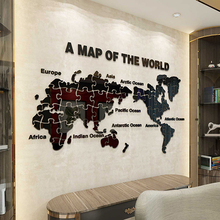 New arrival World map Puzzle Acrylic 3D wall stickers Living room sofa backdrop DIY art wall decor Study room decoration 2024 - buy cheap