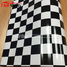 50cm*200cm Black White Grid Camouflage Vinyl Film Racing Motor Sport Checkered Flag Sticker Decal Car Motorcycle Scooter Wrap 2024 - buy cheap