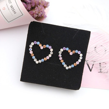 Pendientes de corazón de cristal de lujo para mujeres y niñas, Pendientes de estilo coreano con estrella bonita, joyería japonesa nueva, Pendientes XE725 2024 - compra barato