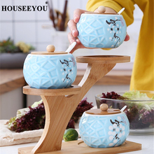 Creative Tree Style Ceramic Seasoning Pot Spices Herb Sugar Salt Pepper Jar Jug Box Combination with Tray Holder Organizer 2024 - buy cheap