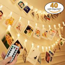 8 Modes Remote Control 40LED Photo Clip Led String Fairy Light With Battery Box Warm White For Christmas Wedding Home Decoration 2024 - buy cheap